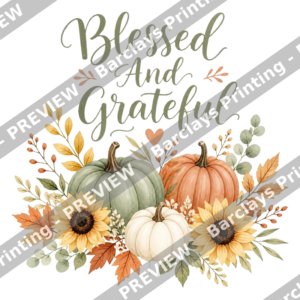 Blessed And Grateful Boho Watercolor Thanksgiving Shirt Design PNG