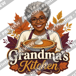 Grandma's Kitchen Black Grandma Thanksgiving Shirt Design PNG